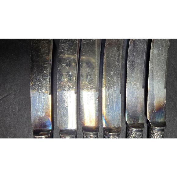 Mother of Pearl Fruit Knives Set of 6 Sterling Ferrule India Stainless Blades - Picture 4 of 10